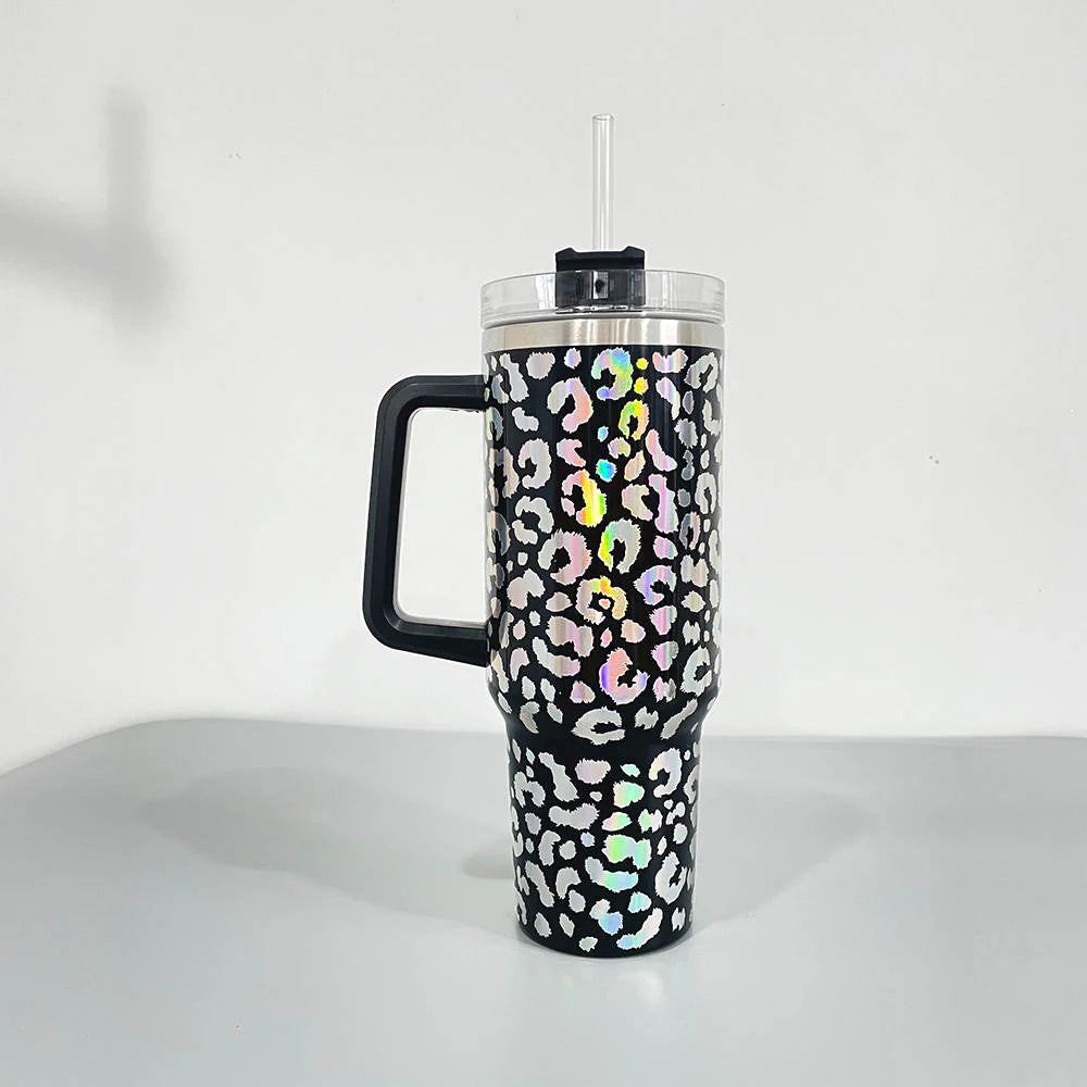IRIDESCENT Leopard 40oz Tumbler with Handle