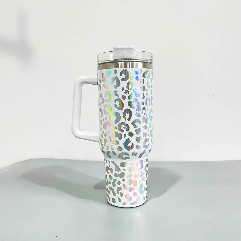 IRIDESCENT Leopard 40oz Tumbler with Handle