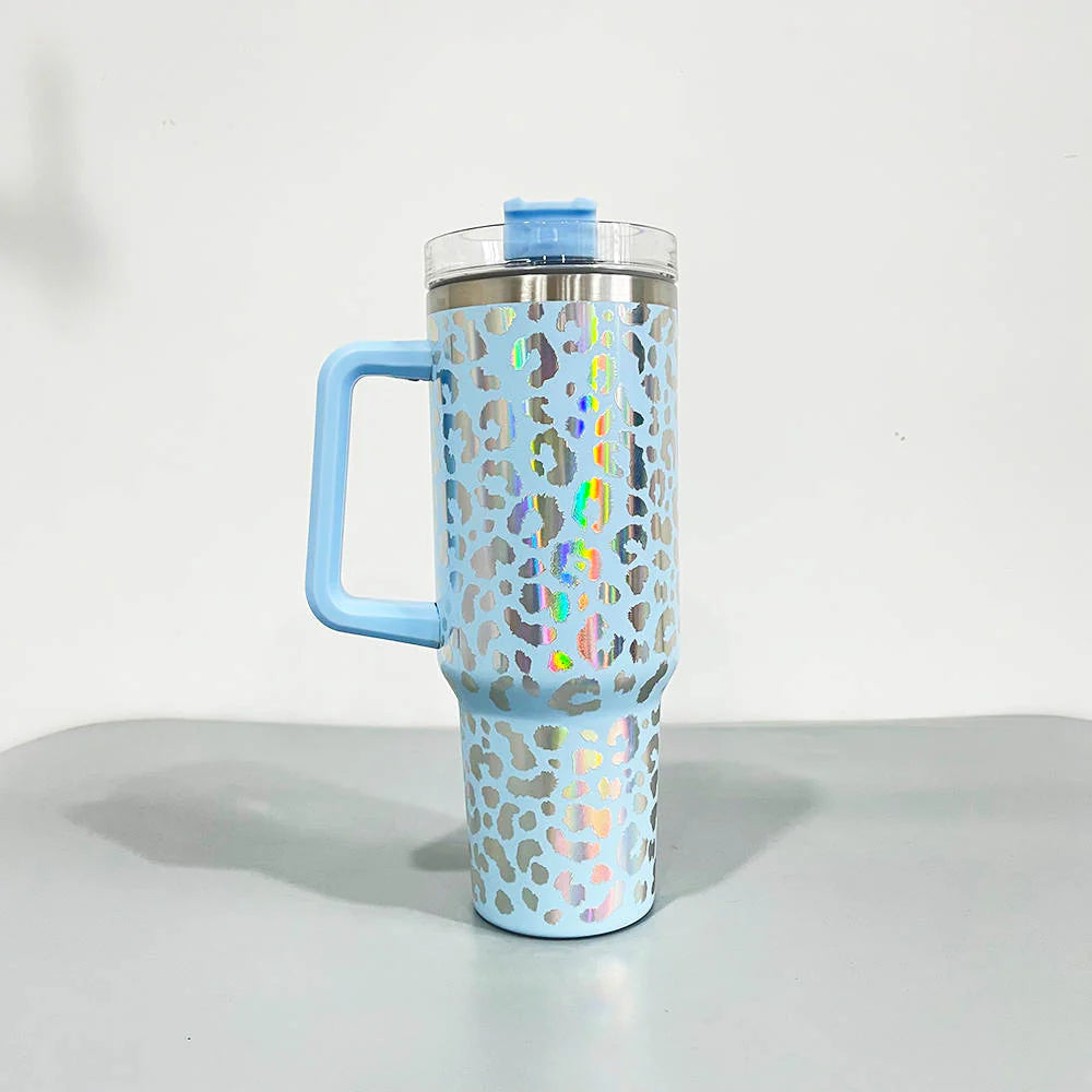 IRIDESCENT Leopard 40oz Tumbler with Handle
