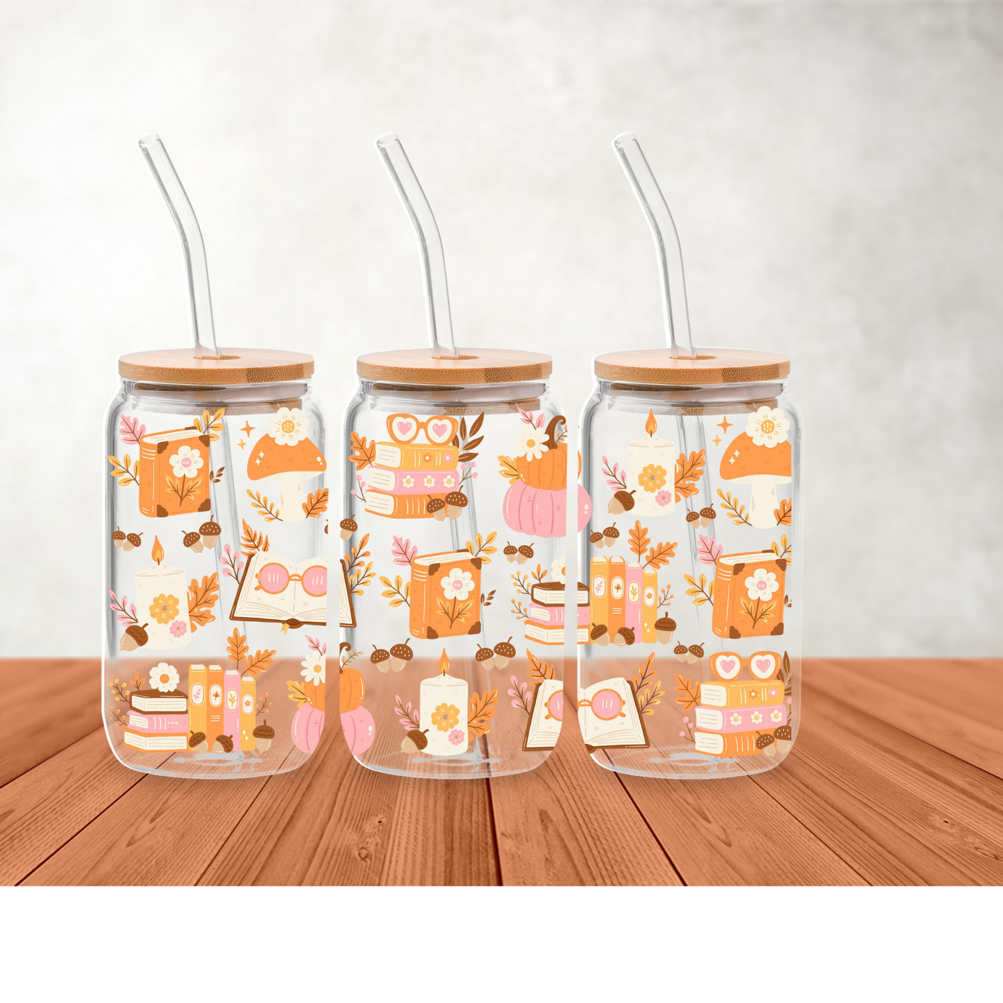 Fall Reading Vibes 16oz Glass Can