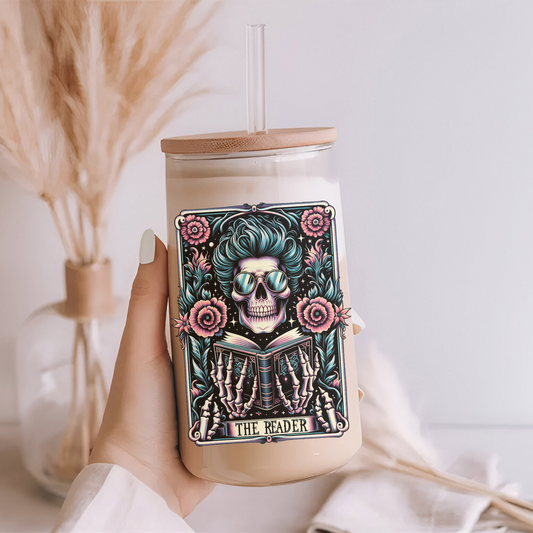 The Reader Tarot 16oz Glass Can