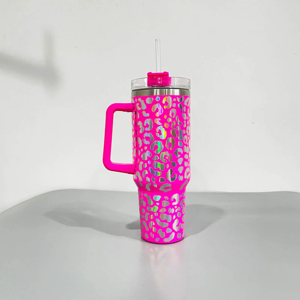 IRIDESCENT Leopard 40oz Tumbler with Handle