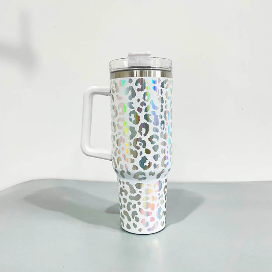 IRIDESCENT Leopard 40oz Tumbler with Handle