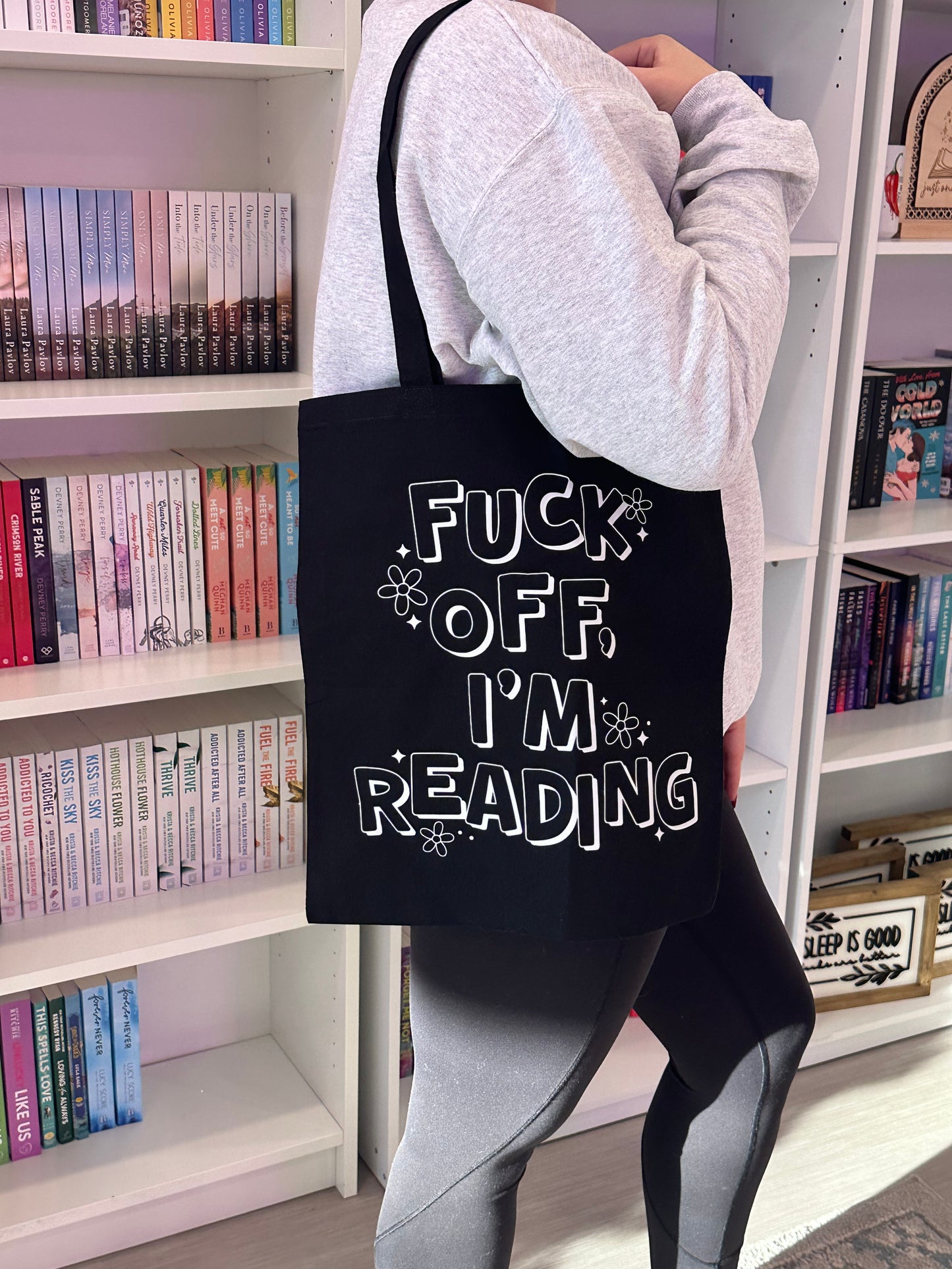 Fuck Off I'm Reading black tote