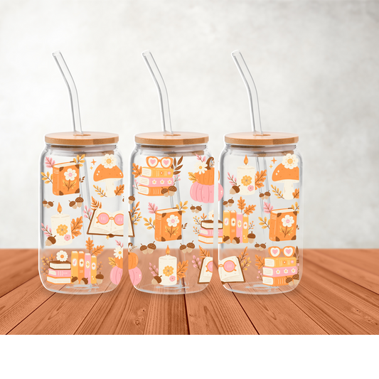 Fall Reading Vibes 16oz Glass Can