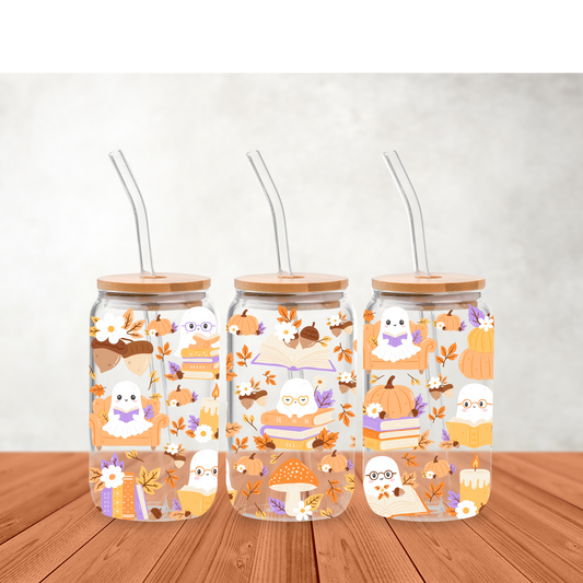 Book Ghostie 16oz Glass Can