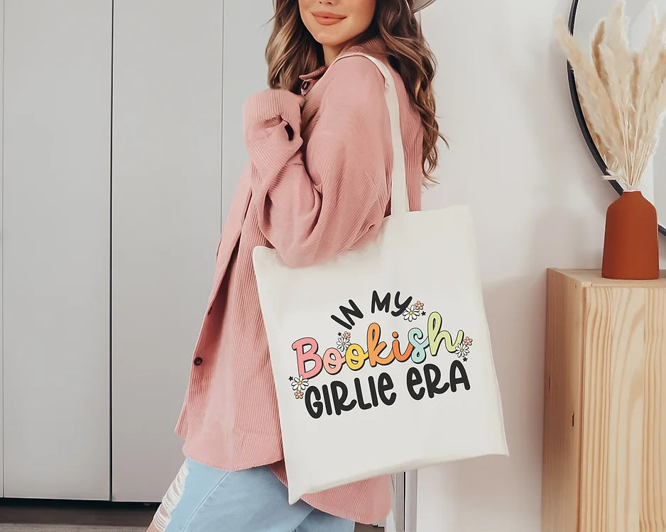 Bookish Girlie Era Linen Tote Bag