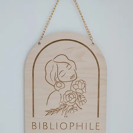 Bibliophile Arch Sign w/ Gold Chain Hanger