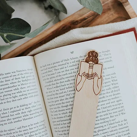 Girl Reading Wooden Bookmark