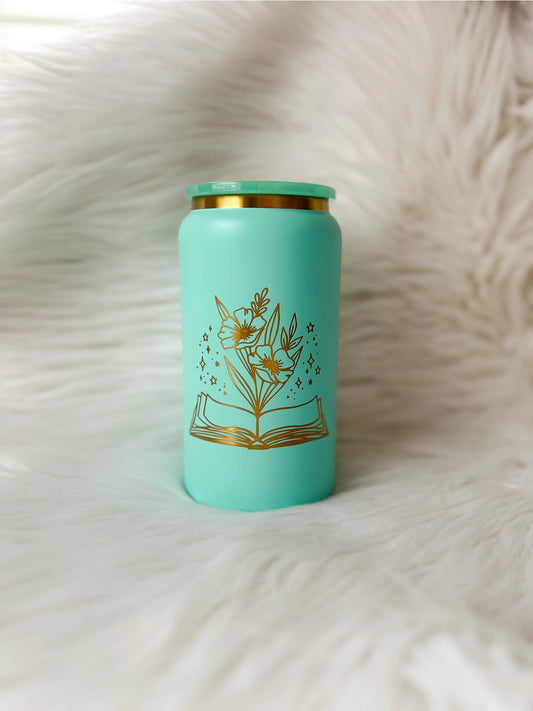 Floral Book Engraved 16oz Tumbler